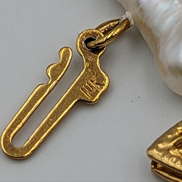 14K Gold Bead Keshi Pearl Fluorite Amethyst 14K Gold Clasp Collar Necklace 16" - Picture 11 of 13